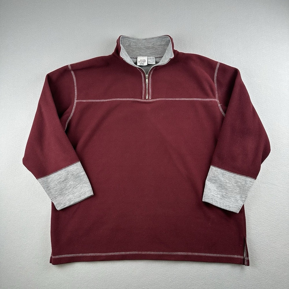 St. John's Bay Men's Active‎ Fleece Sweater Size XL Mock Neck Burgundy